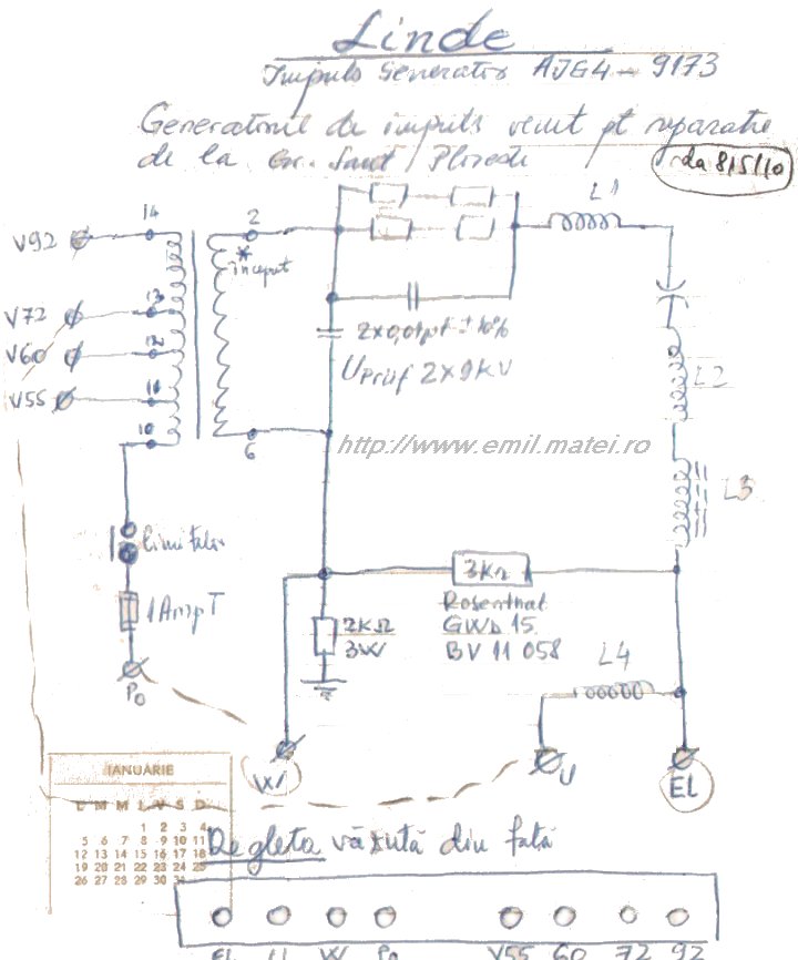 Generator de impulsuri AJG-4 - schema electrica