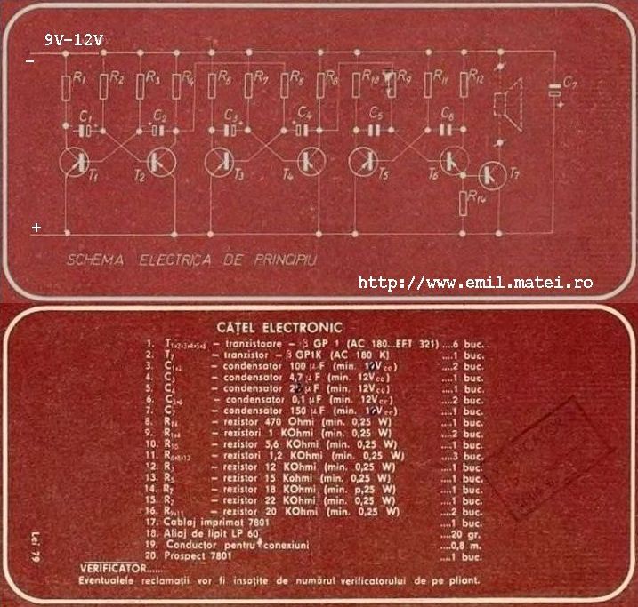 Kit 7801 - Catel electronic - Schema electrica si lista de materiale