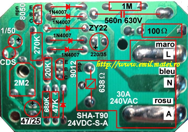 PCB releu crepuscular