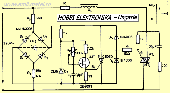 Variator de tensiune alternativa cu triac si sarcina RL