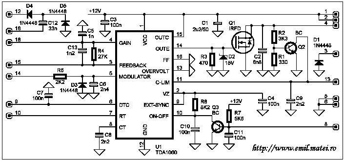Schema de comanda invertor de sudare, cu NE5560 Schema de comanda invertor de sudare, cu TDA1060